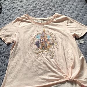 Disney Pale Pink Castle Graphic Knot Front Tee